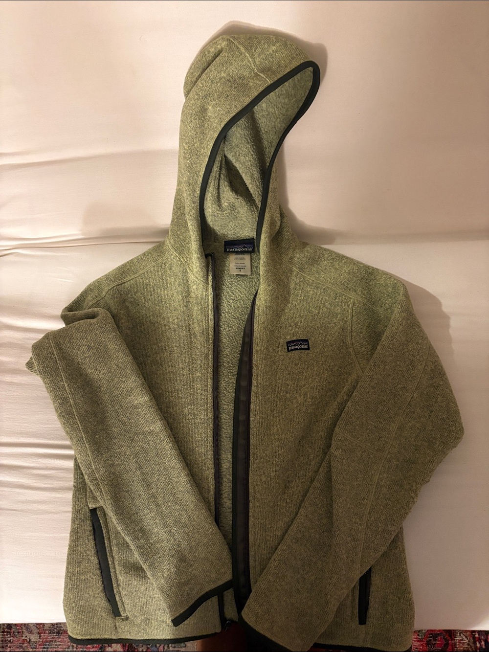 Patagonia Olive Green Hooded Performance Fleece Jacket